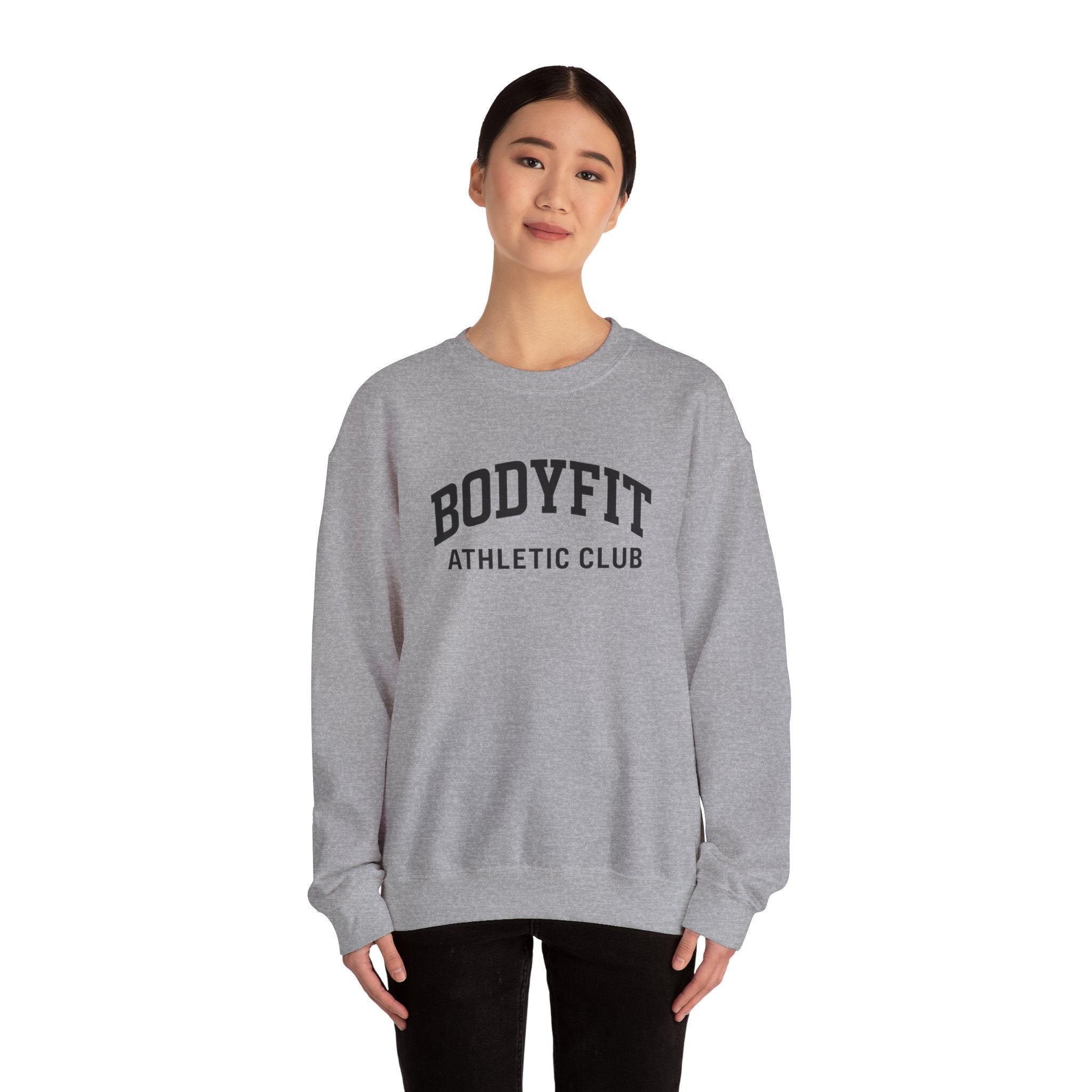 BodyFit Athletic Club Crewneck Sweatshirt — Vintage Gym Logo Pullover