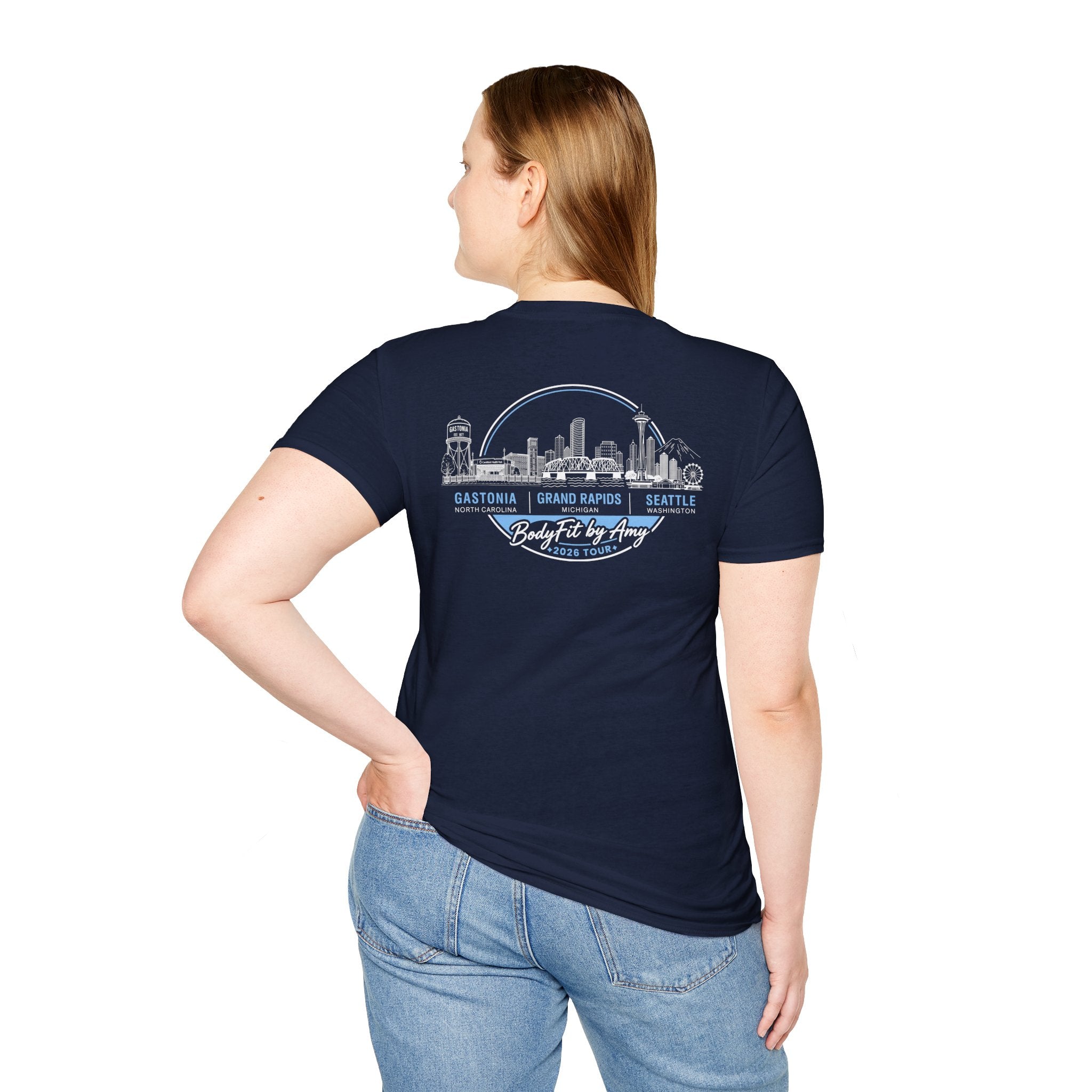 Navy BodyFit by Amy Tour T-Shirt with City Skyline Design
