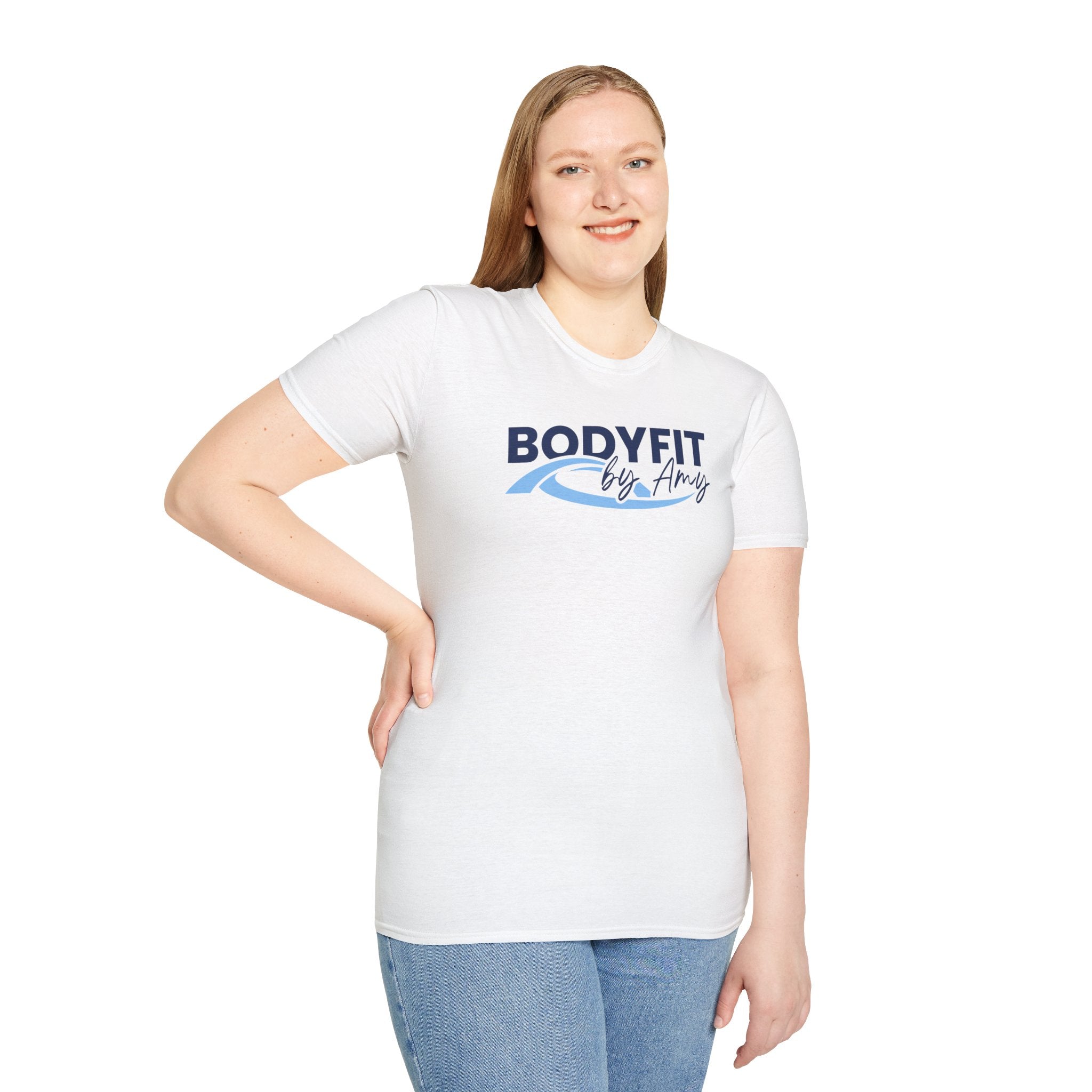 White BodyFit by Amy Tour T-Shirt with City Skyline Design